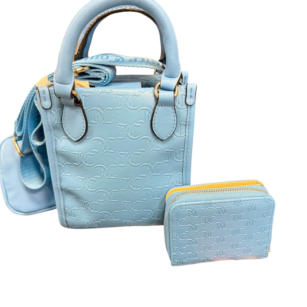 Juicy Couture NWT Beautiful Blue & Silver Crossbody Wallet & Bag Set (P168) - Picture 4 of 12